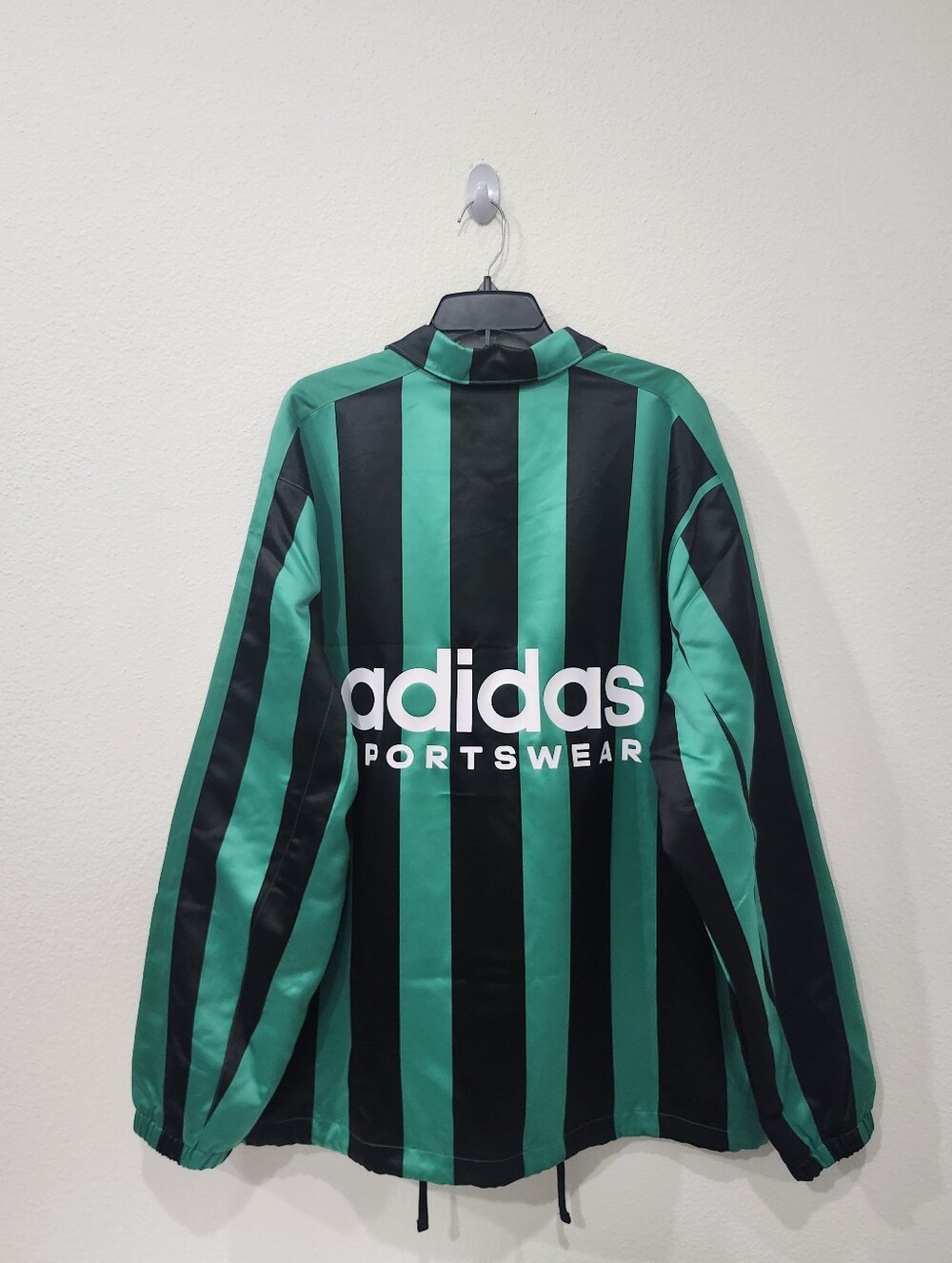 Adidas Originals Satin Coaches Snap Jacket Green Black Mens Size XL $110 IB8393 - Picture 3 of 8